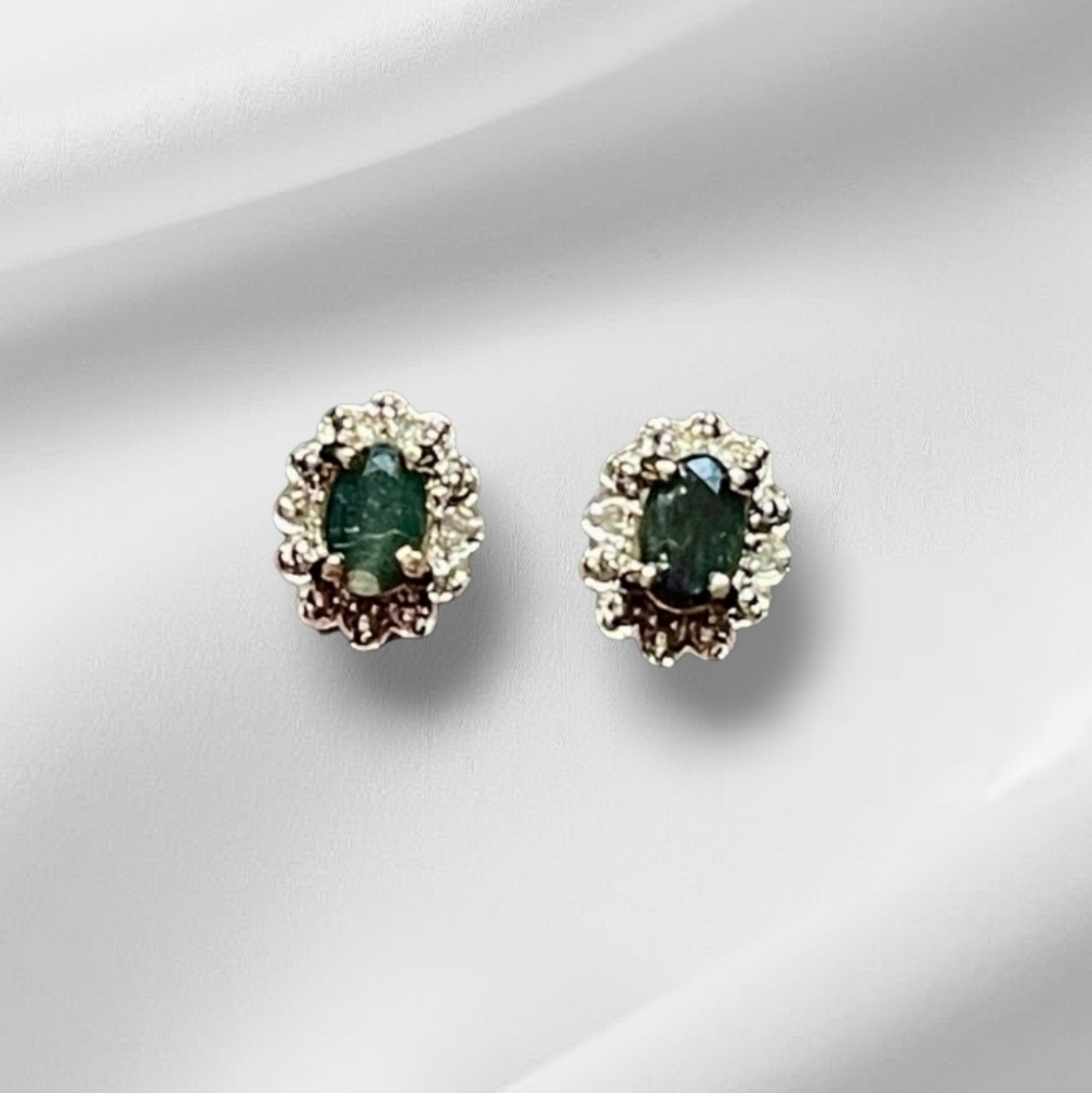 🌴 Elegant Alexandrite and 14k Gold Plated Sterling Stud Earrings No Backs